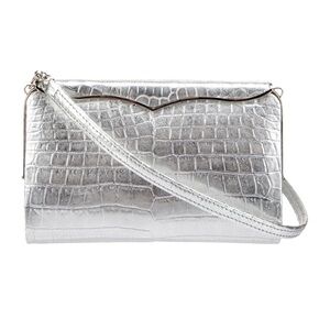 Lana Marks $15,500 silver cleopatra alligator clutch shoulder bag #416